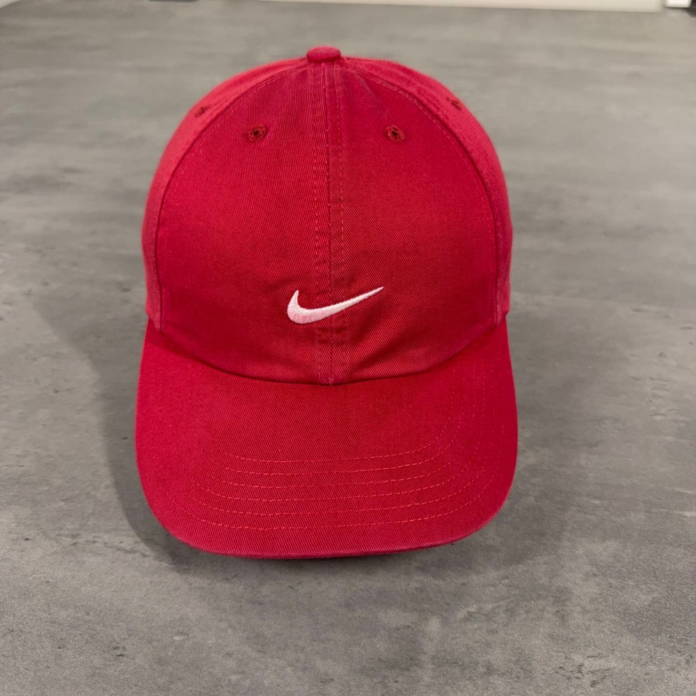 Vintage Nike Golf Hat Red Womens Adjustable Swoosh Dad Cap Strapback Embroidered
